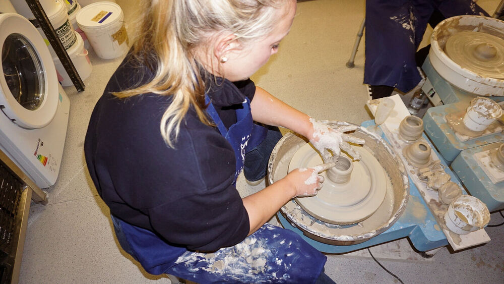 Beginners throwing on the wheel